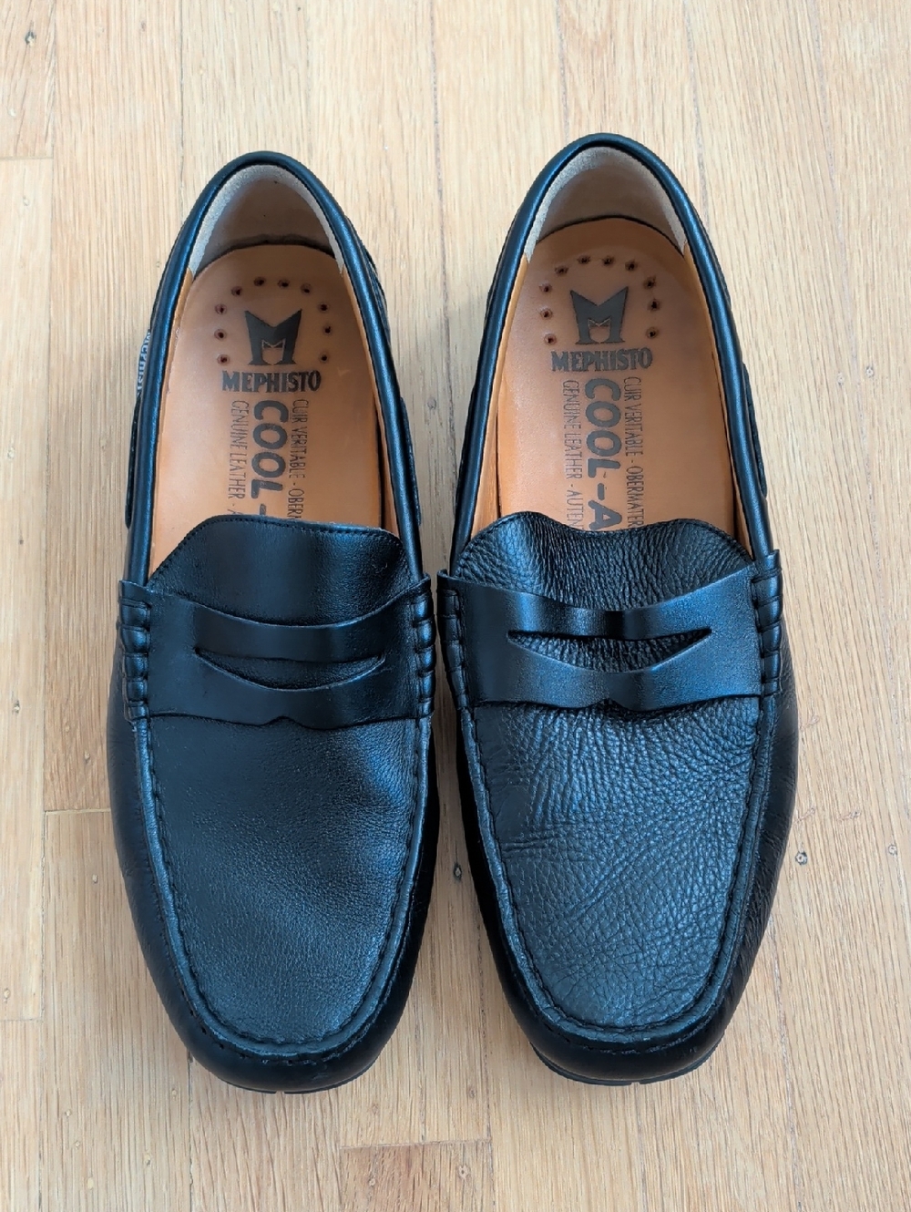 Mephisto Black Leather Penny Loafers
